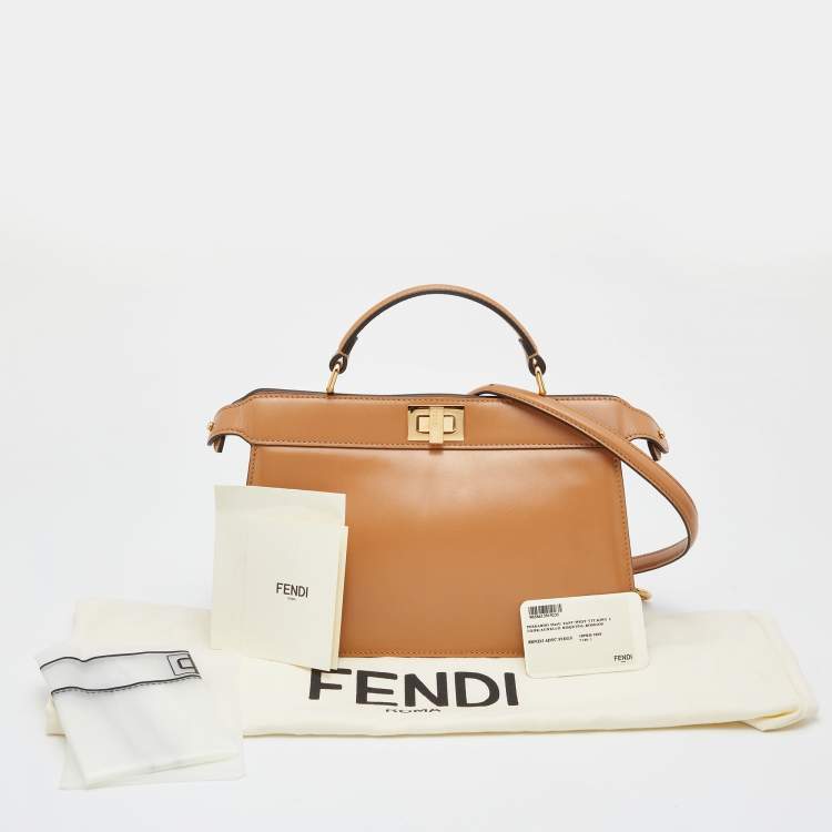 مملوكة مسبقًا Fendi Brown Leather Peekaboo ISeeU East West Top Handle Bag