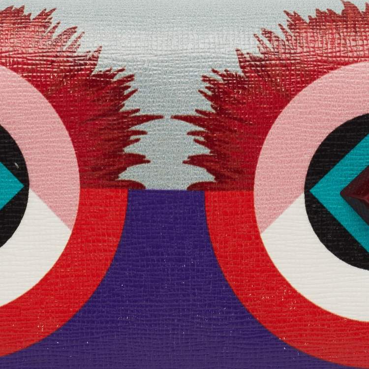 Pre Owned Fendi Multicolor Leather Monster Eye Continental Wallet
