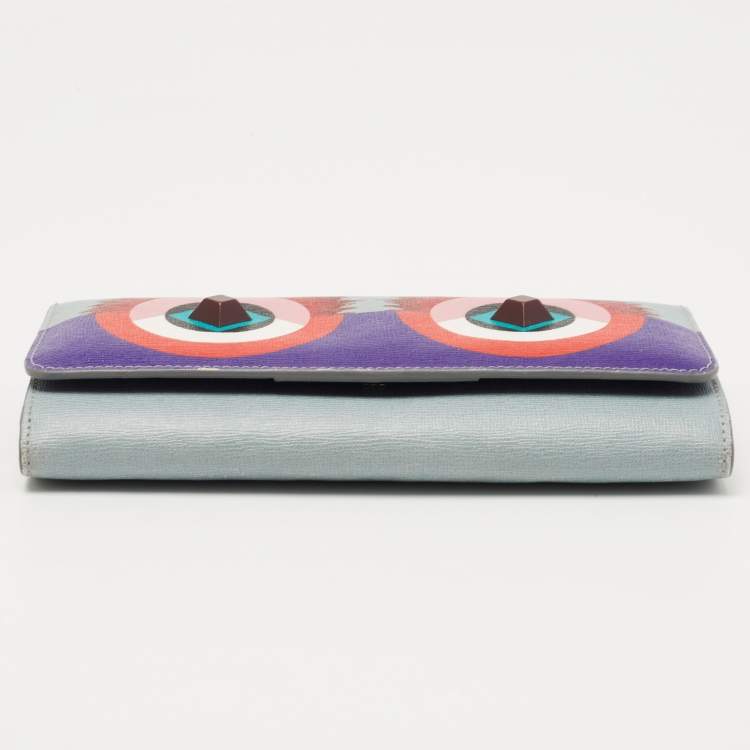 Pre Owned Fendi Multicolor Leather Monster Eye Continental Wallet