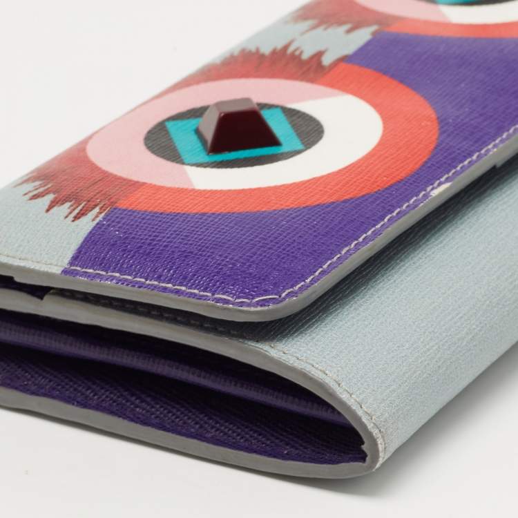 Pre Owned Fendi Multicolor Leather Monster Eye Continental Wallet