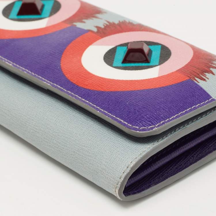 Pre Owned Fendi Multicolor Leather Monster Eye Continental Wallet