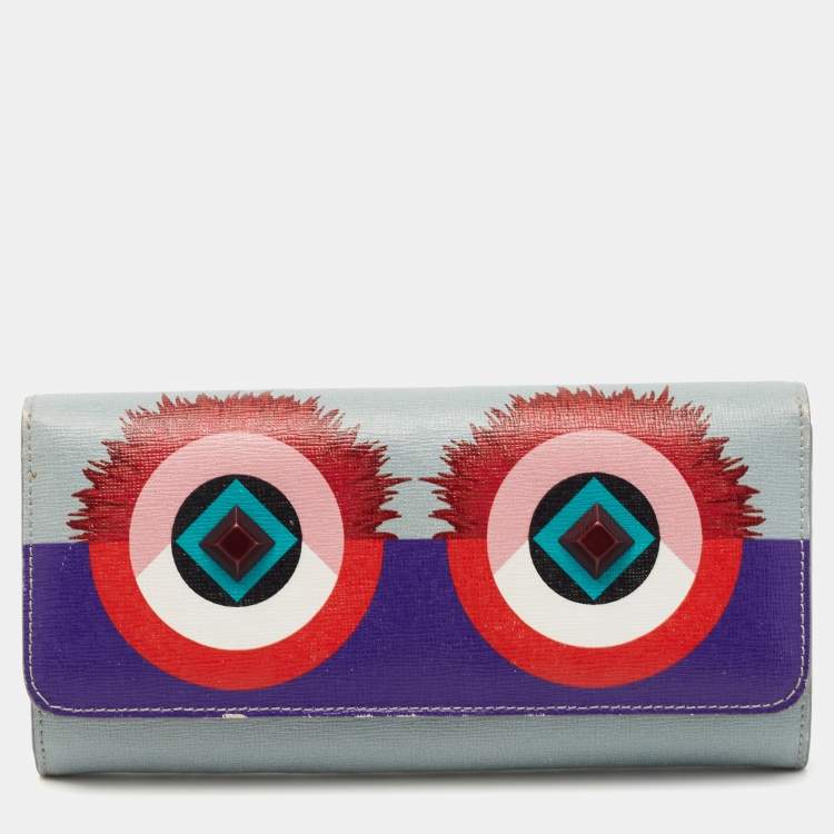 Pre Owned Fendi Multicolor Leather Monster Eye Continental Wallet