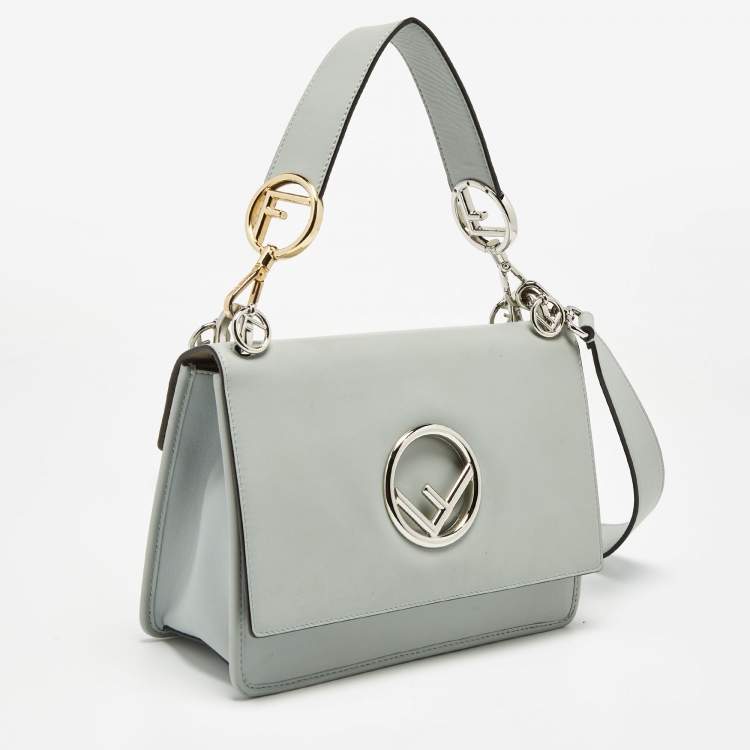 مملوكة مسبقًا Fendi Grey Leather Kan I F Logo Shoulder Bag