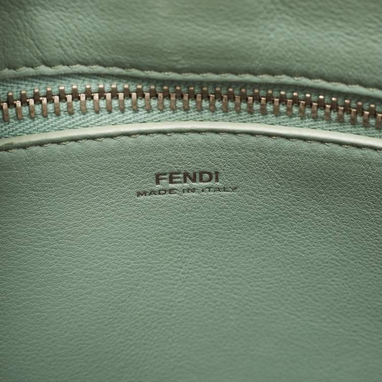 Pre Owned Fendi Dark Grey Leather Dotcom Top Handle Bag