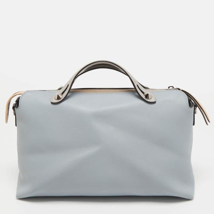 Pre Owned Fendi Light Blue Leather Large By The Way Boston Bag