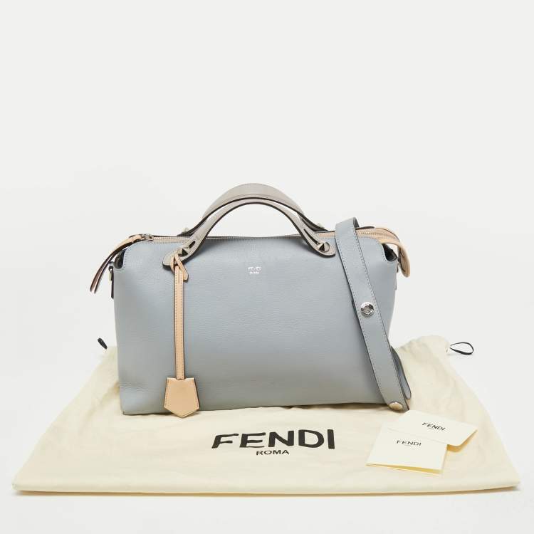 Pre Owned Fendi Light Blue Leather Large By The Way Boston Bag