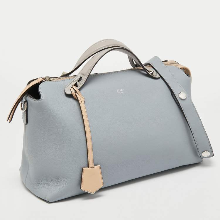 Pre Owned Fendi Light Blue Leather Large By The Way Boston Bag
