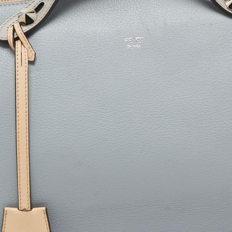 Pre Owned Fendi Light Blue Leather Large By The Way Boston Bag
