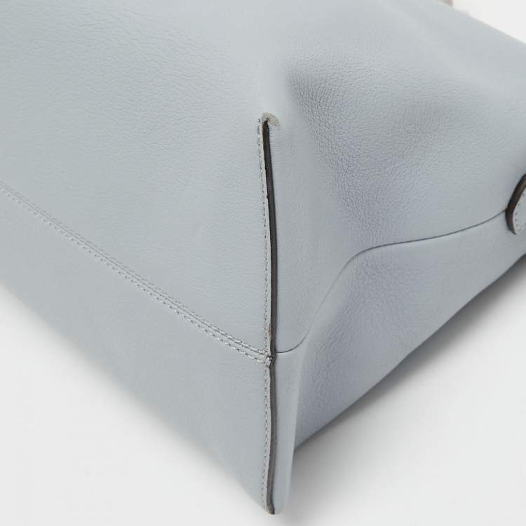 Pre Owned Fendi Light Blue Leather Large By The Way Boston Bag