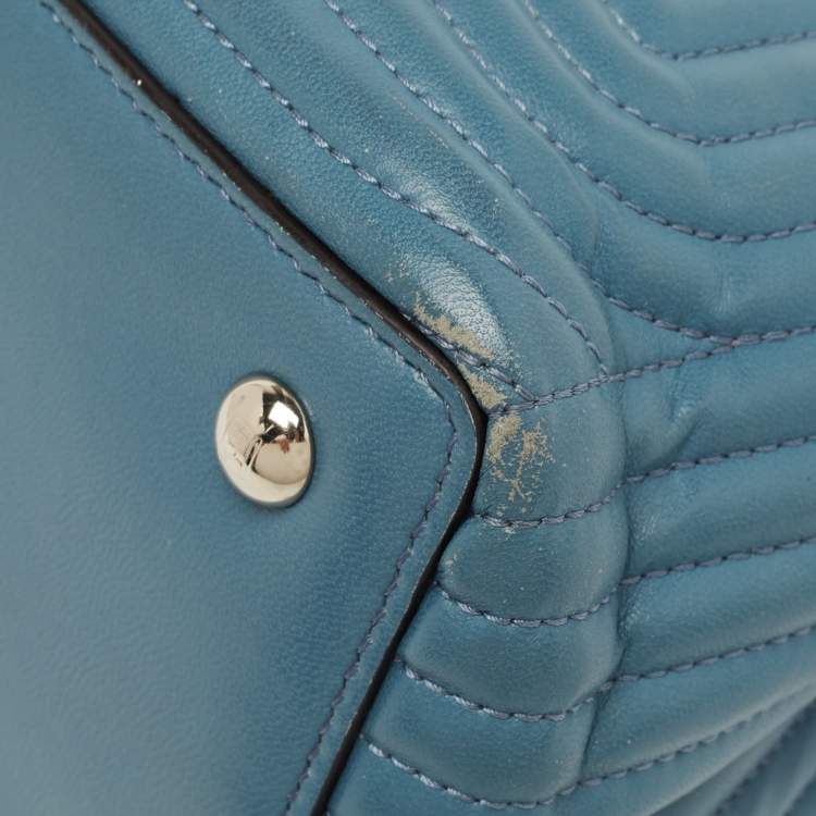 Pre Owned Fendi Light Blue Leather Small Dotcom Click Top Handle Bag