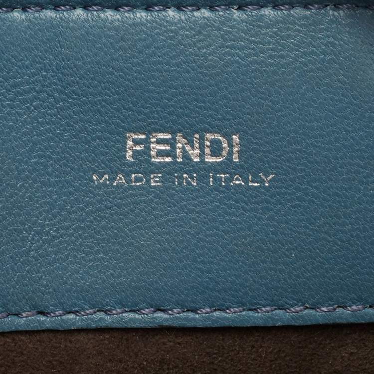 Pre Owned Fendi Light Blue Leather Small Dotcom Click Top Handle Bag