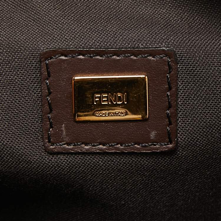 Pre Owned Fendi Tobacco Zucchino Suede and Leather Zip Wristlet Pouch