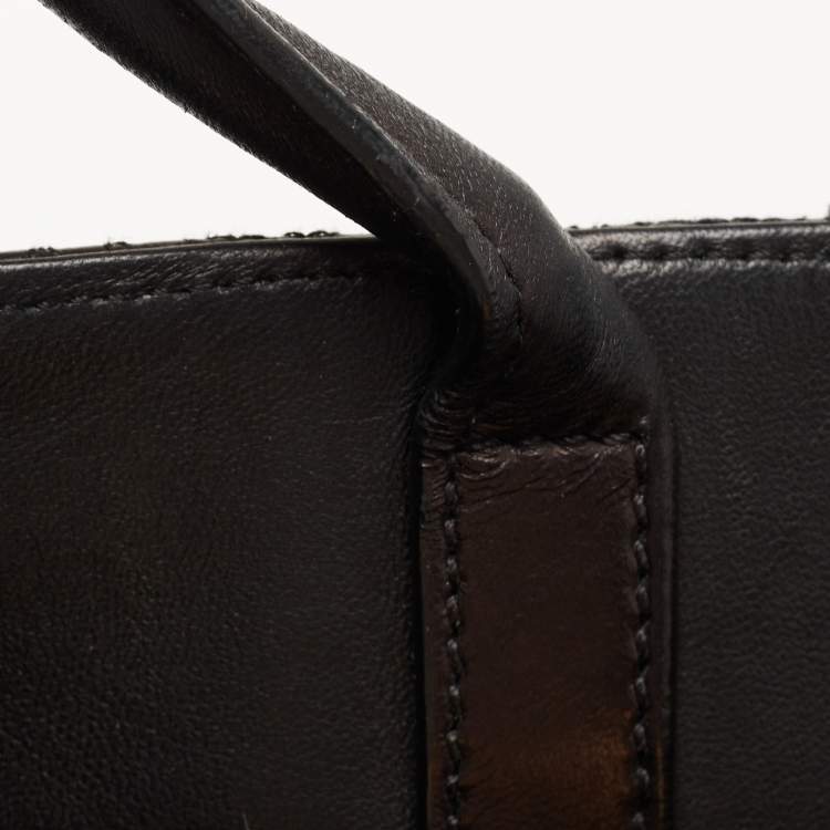 Pre Owned Fendi Black Croc Embossed Leather Medium 2Jours Tote
