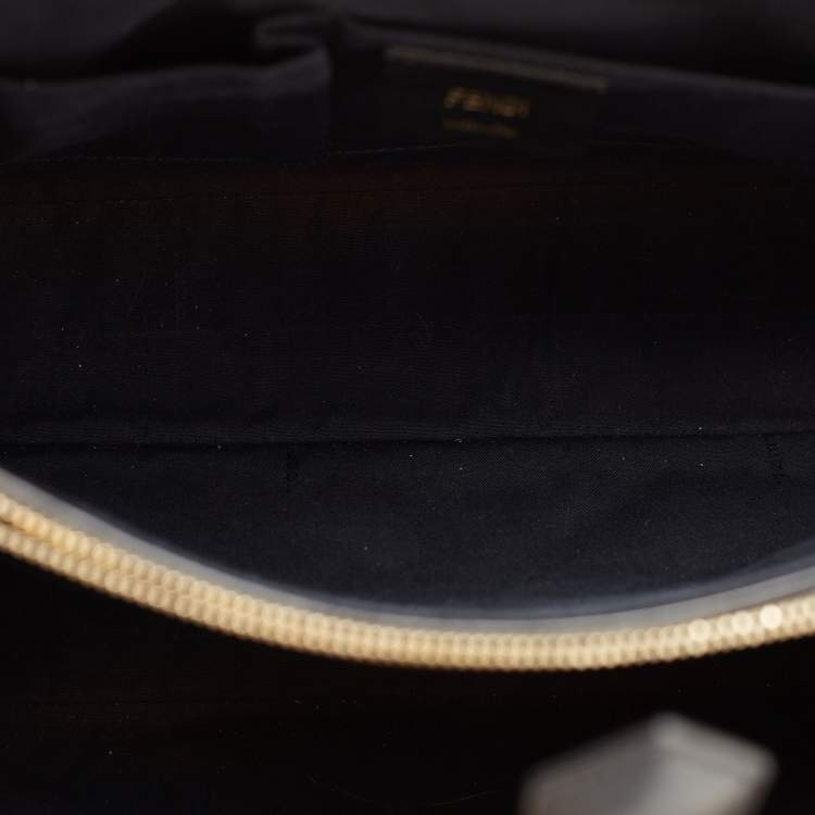 Pre Owned Fendi Black Croc Embossed Leather Medium 2Jours Tote