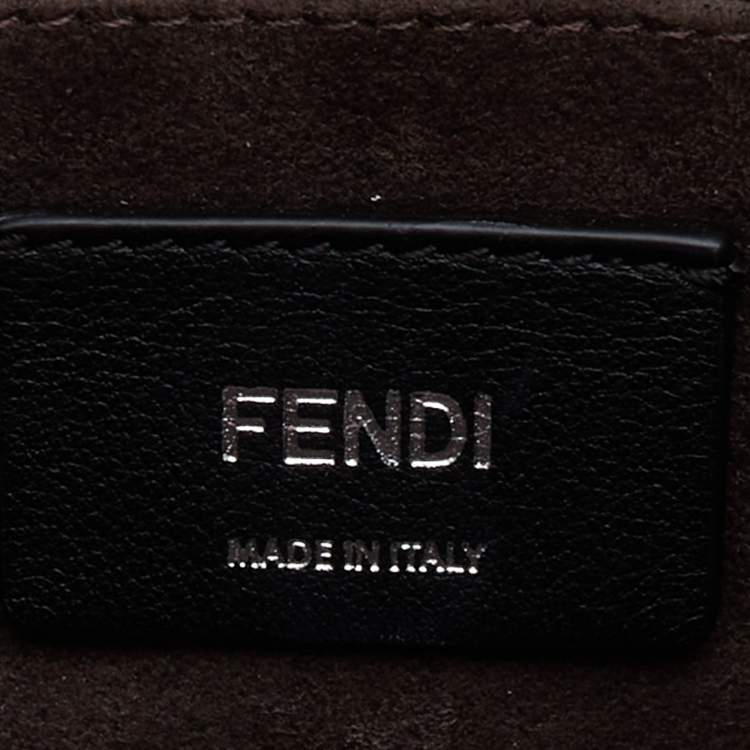 Pre Owned Fendi Metallic Silver Leather Studded Mini Kan I Chain Shoulder Bag
