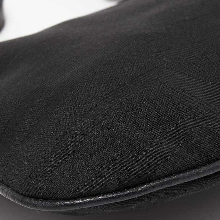 Pre Owned Fendi Black Canvas and Leather Oyster Hobo