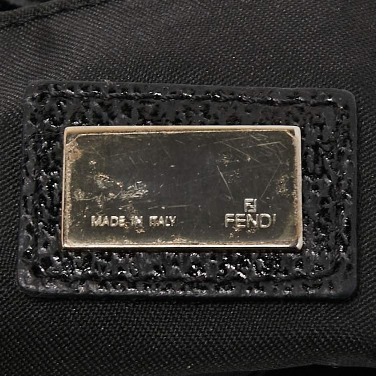 Pre Owned Fendi Black Canvas and Leather Oyster Hobo