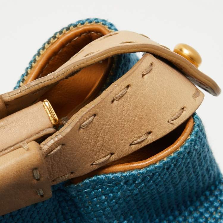 Pre Owned Fendi Multicolor Floral Embroidered Canvas and Leather Large Peekaboo Top Handle Bag