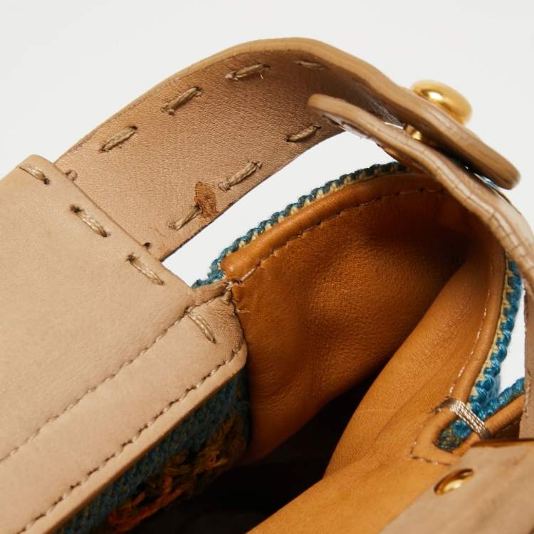 Pre Owned Fendi Multicolor Floral Embroidered Canvas and Leather Large Peekaboo Top Handle Bag