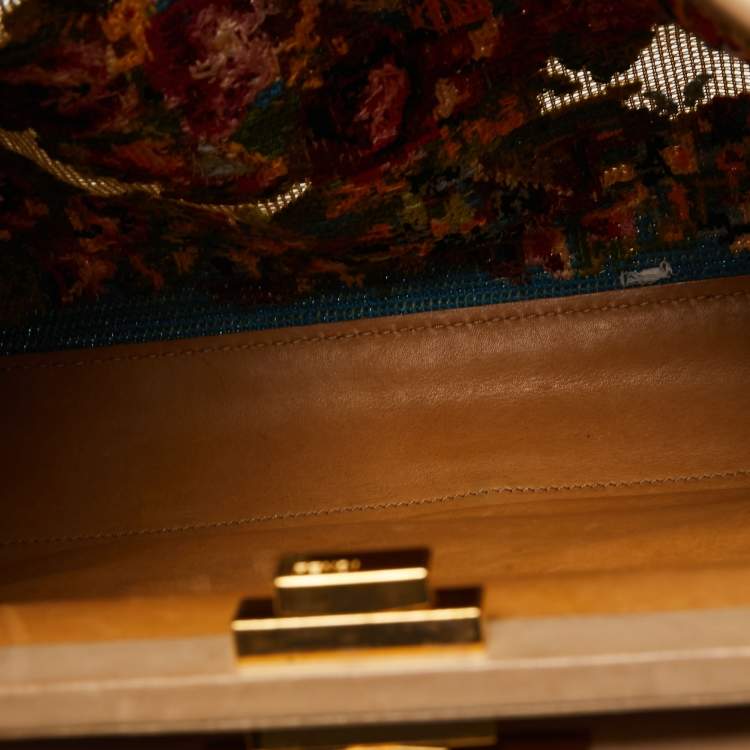 Pre Owned Fendi Multicolor Floral Embroidered Canvas and Leather Large Peekaboo Top Handle Bag