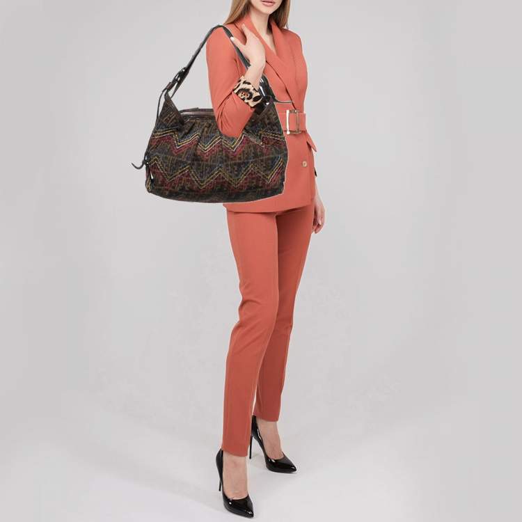 Pre Owned Fendi Tobacco Zucca Stitch Canvas and Leather Doctor B Hobo