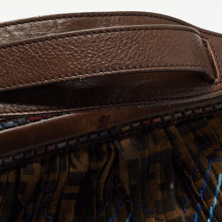 Pre Owned Fendi Tobacco Zucca Stitch Canvas and Leather Doctor B Hobo