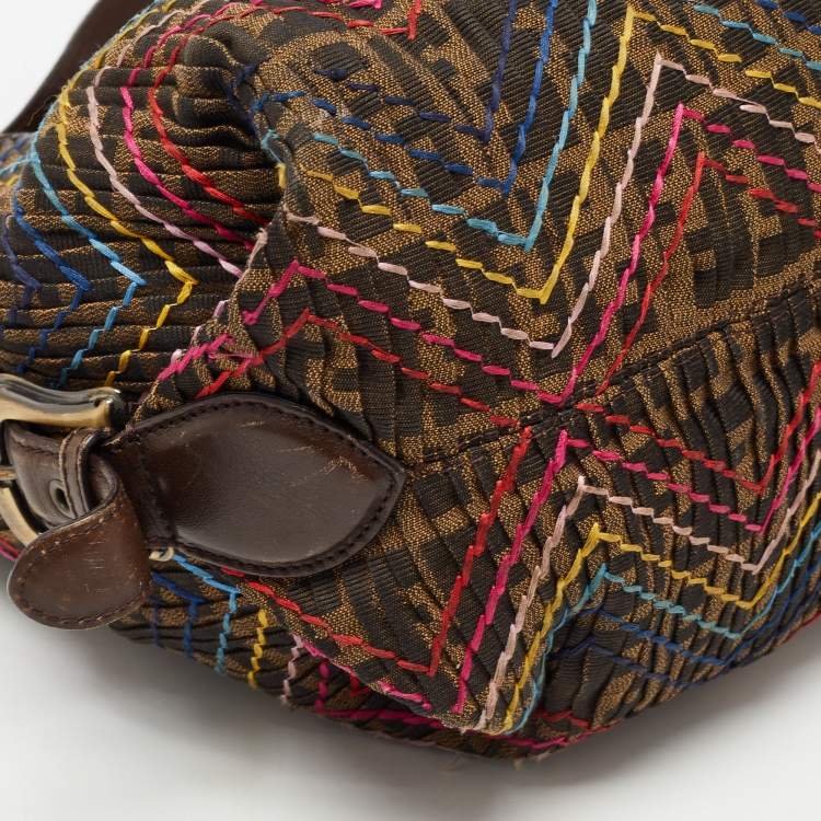 Pre Owned Fendi Tobacco Zucca Stitch Canvas and Leather Doctor B Hobo