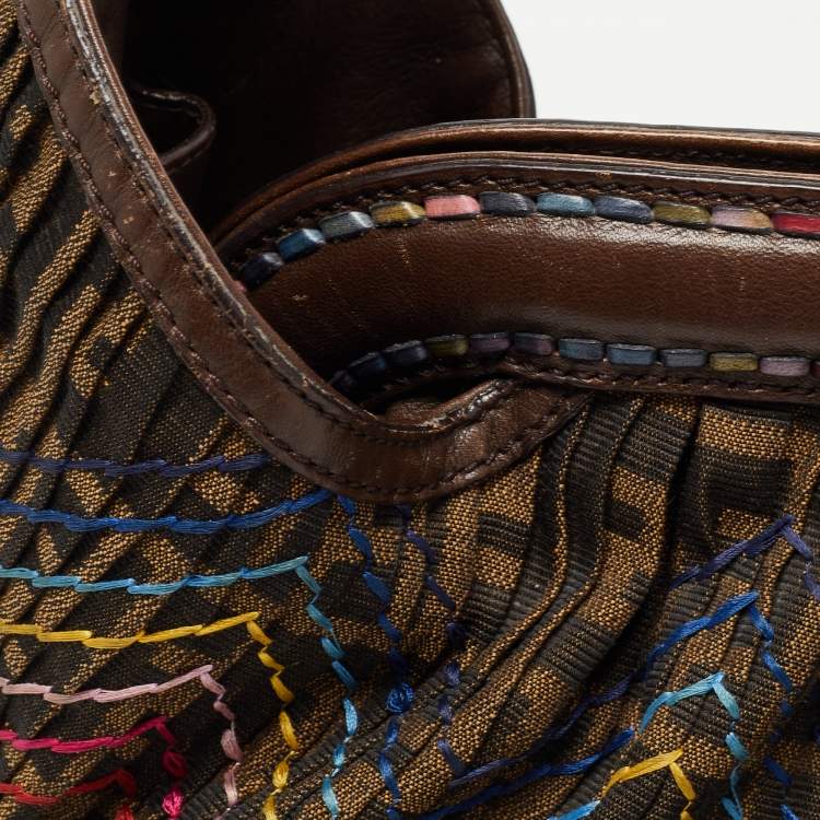 Pre Owned Fendi Tobacco Zucca Stitch Canvas and Leather Doctor B Hobo