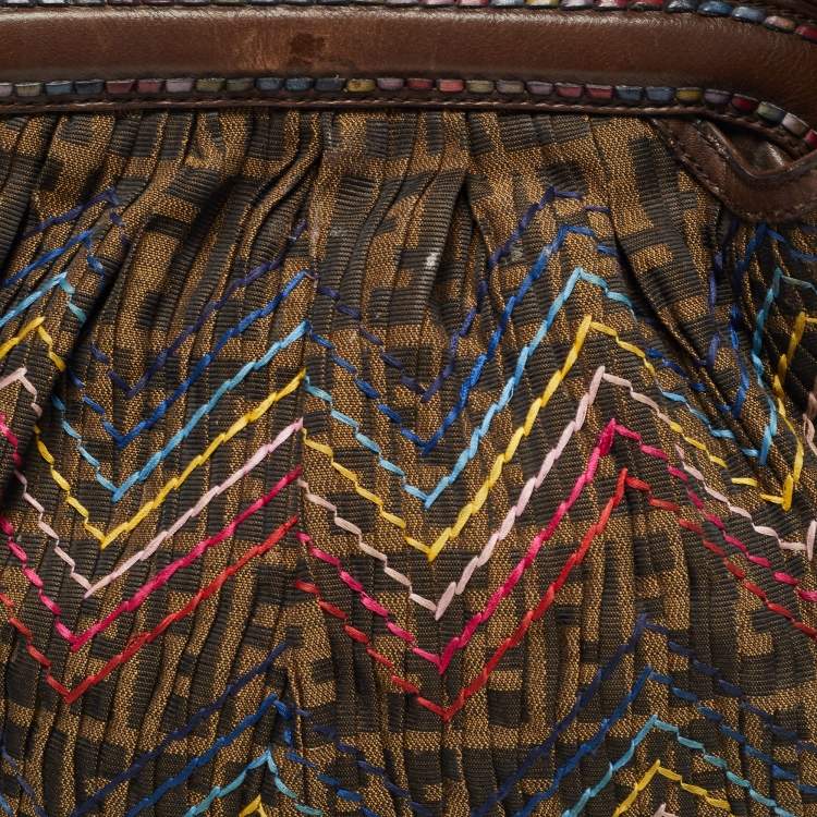 Pre Owned Fendi Tobacco Zucca Stitch Canvas and Leather Doctor B Hobo