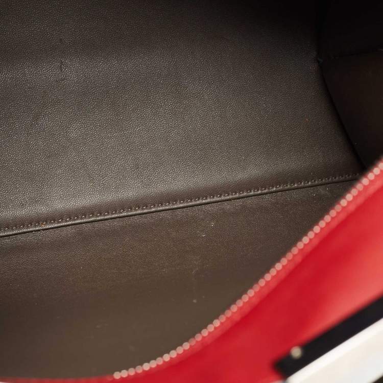Pre Owned Fendi Grey/Red Leather Medium 3Jours Tote