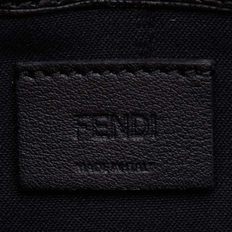 Pre Owned Fendi Black Leather Studded Karlito Wallet on Chain