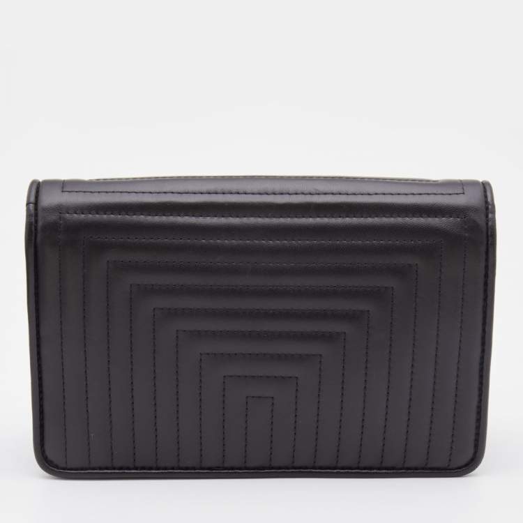 Pre Owned Fendi Black Leather Dotcom Wallet on Chain
