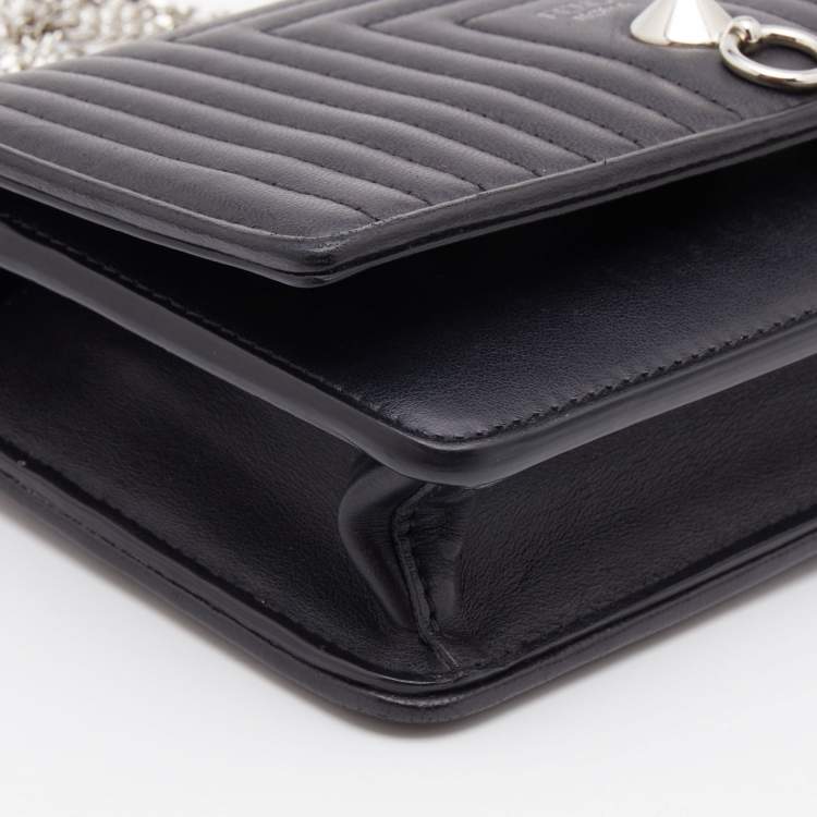 Pre Owned Fendi Black Leather Dotcom Wallet on Chain