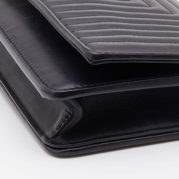 Pre Owned Fendi Black Leather Dotcom Wallet on Chain
