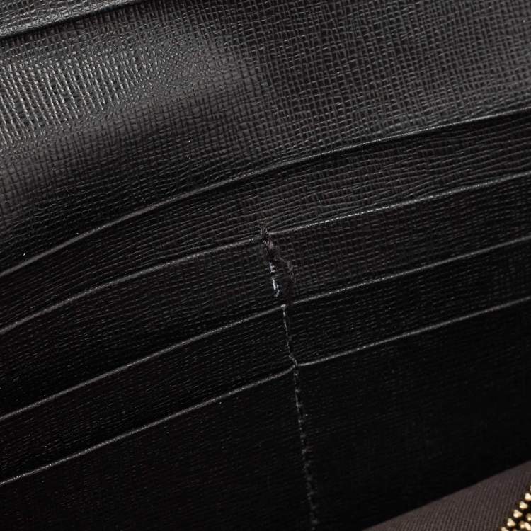Pre Owned Fendi Black Leather Flap Continental Wallet