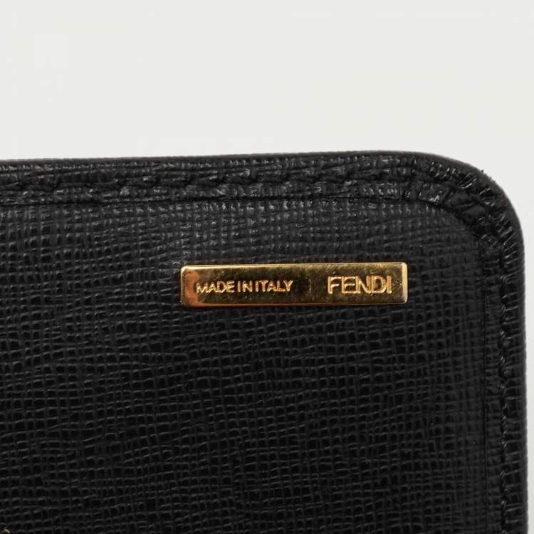 Pre Owned Fendi Black Leather Flap Continental Wallet