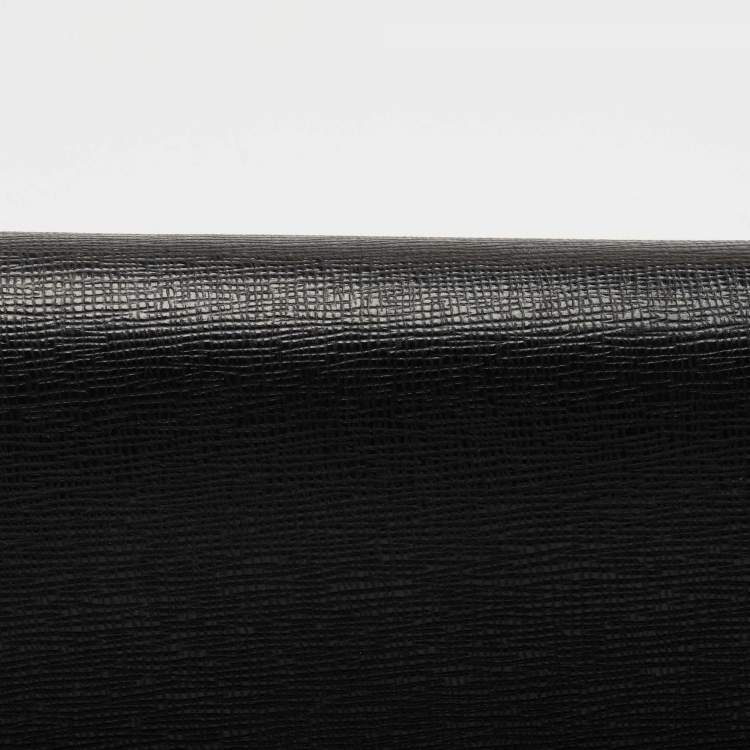 Pre Owned Fendi Black Leather Flap Continental Wallet