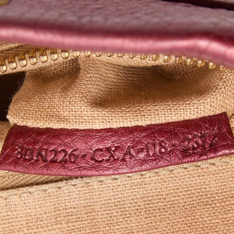 مملوكة مسبقًا Fendi Metallic Red Leather Sellier Medium Peekaboo Top Handle Bag