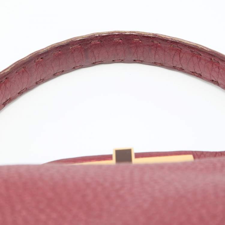 مملوكة مسبقًا Fendi Metallic Red Leather Sellier Medium Peekaboo Top Handle Bag
