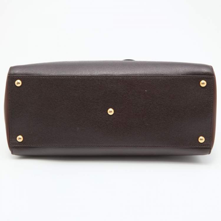 Pre Owned Fendi Burgundy Leather Medium 2Jours Tote