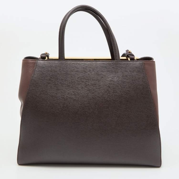 Pre Owned Fendi Burgundy Leather Medium 2Jours Tote