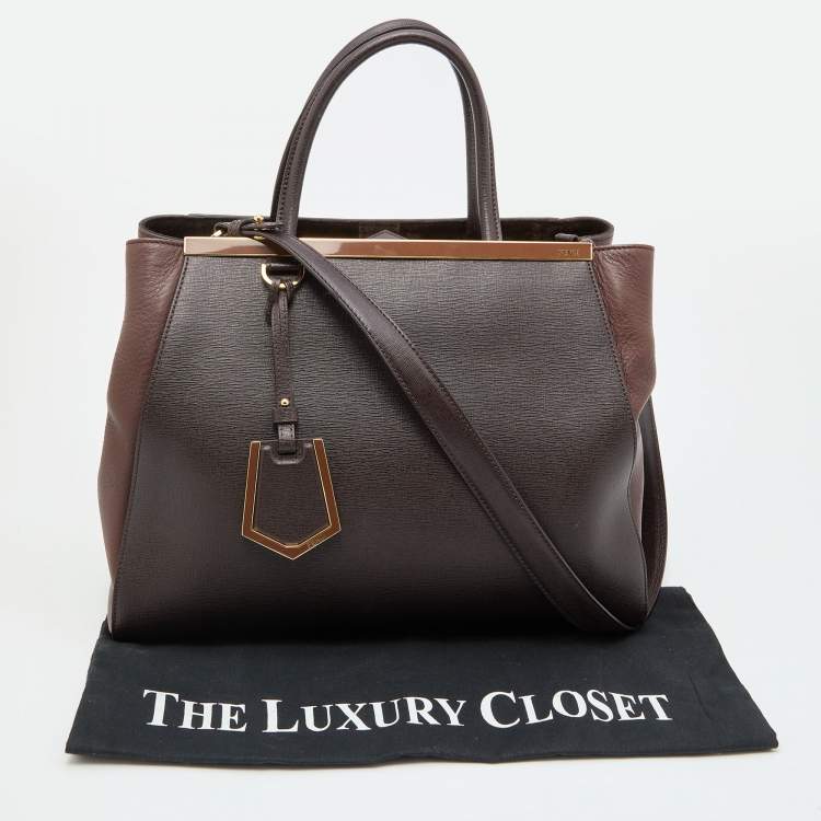 Pre Owned Fendi Burgundy Leather Medium 2Jours Tote