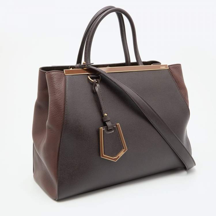 Pre Owned Fendi Burgundy Leather Medium 2Jours Tote