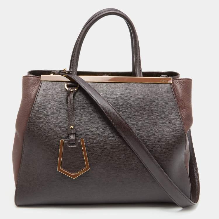 Pre Owned Fendi Burgundy Leather Medium 2Jours Tote