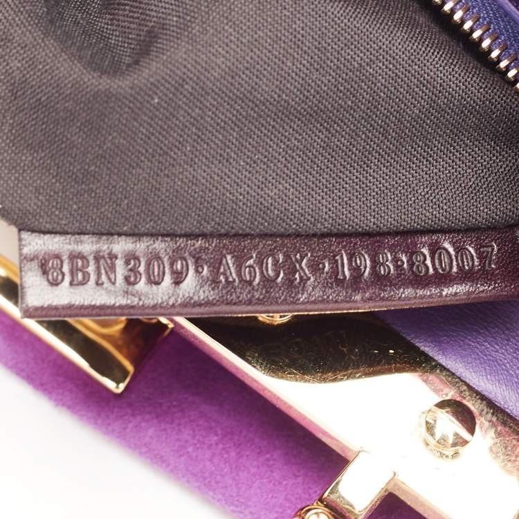 Pre Owned Fendi Purple Suede XS Peekaboo Top Handle Bag