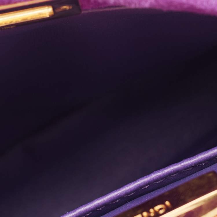 Pre Owned Fendi Purple Suede XS Peekaboo Top Handle Bag