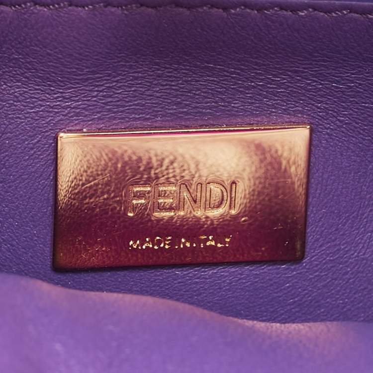 Pre Owned Fendi Purple Suede XS Peekaboo Top Handle Bag