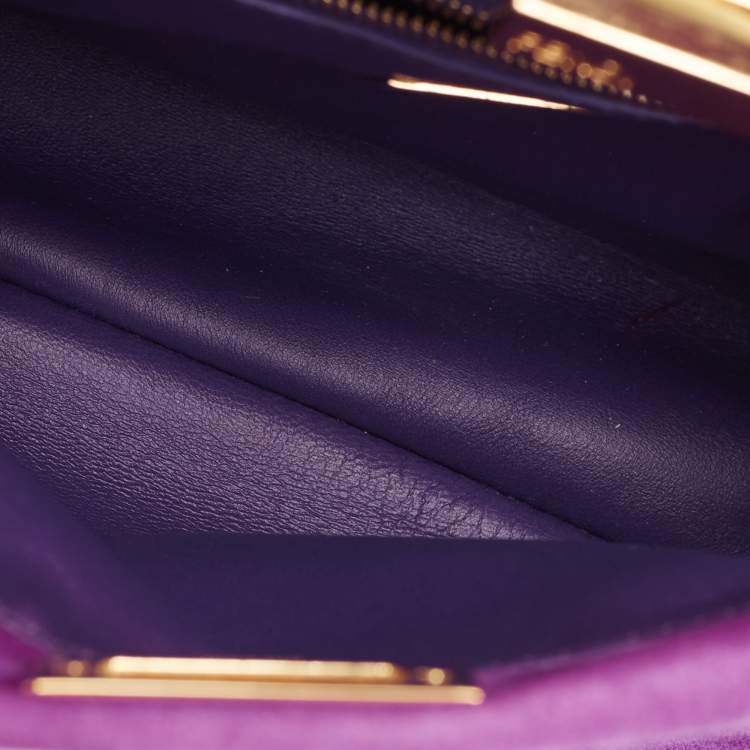 Pre Owned Fendi Purple Suede XS Peekaboo Top Handle Bag