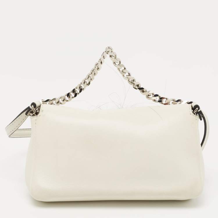 Pre Owned Fendi Off White Leather and Fur Micro Monster Baguette Bag