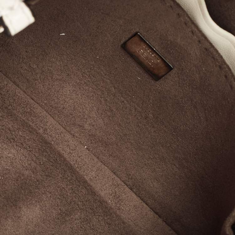 Pre Owned Fendi Off White Leather and Fur Micro Monster Baguette Bag